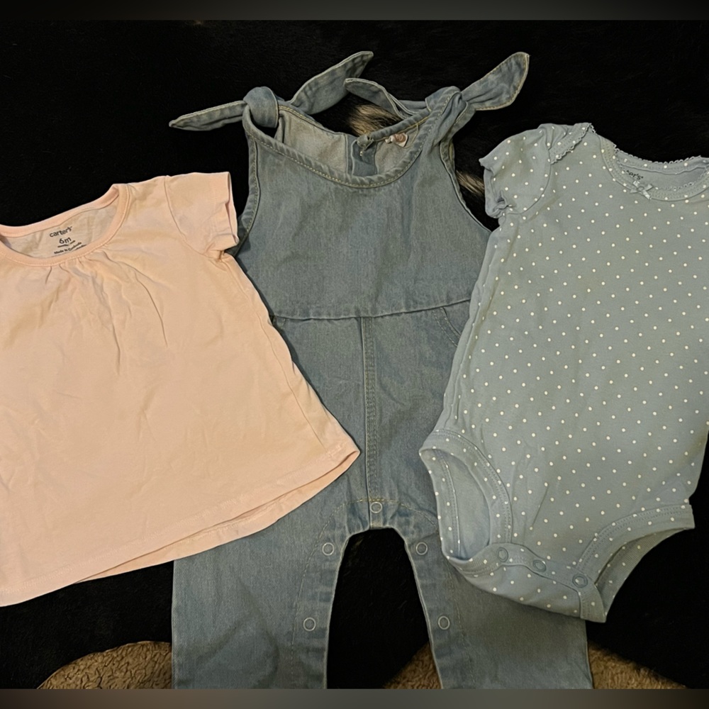 3/$15❣️BUNDLE Baby Girls Jean Overall Outfits; 6 months
